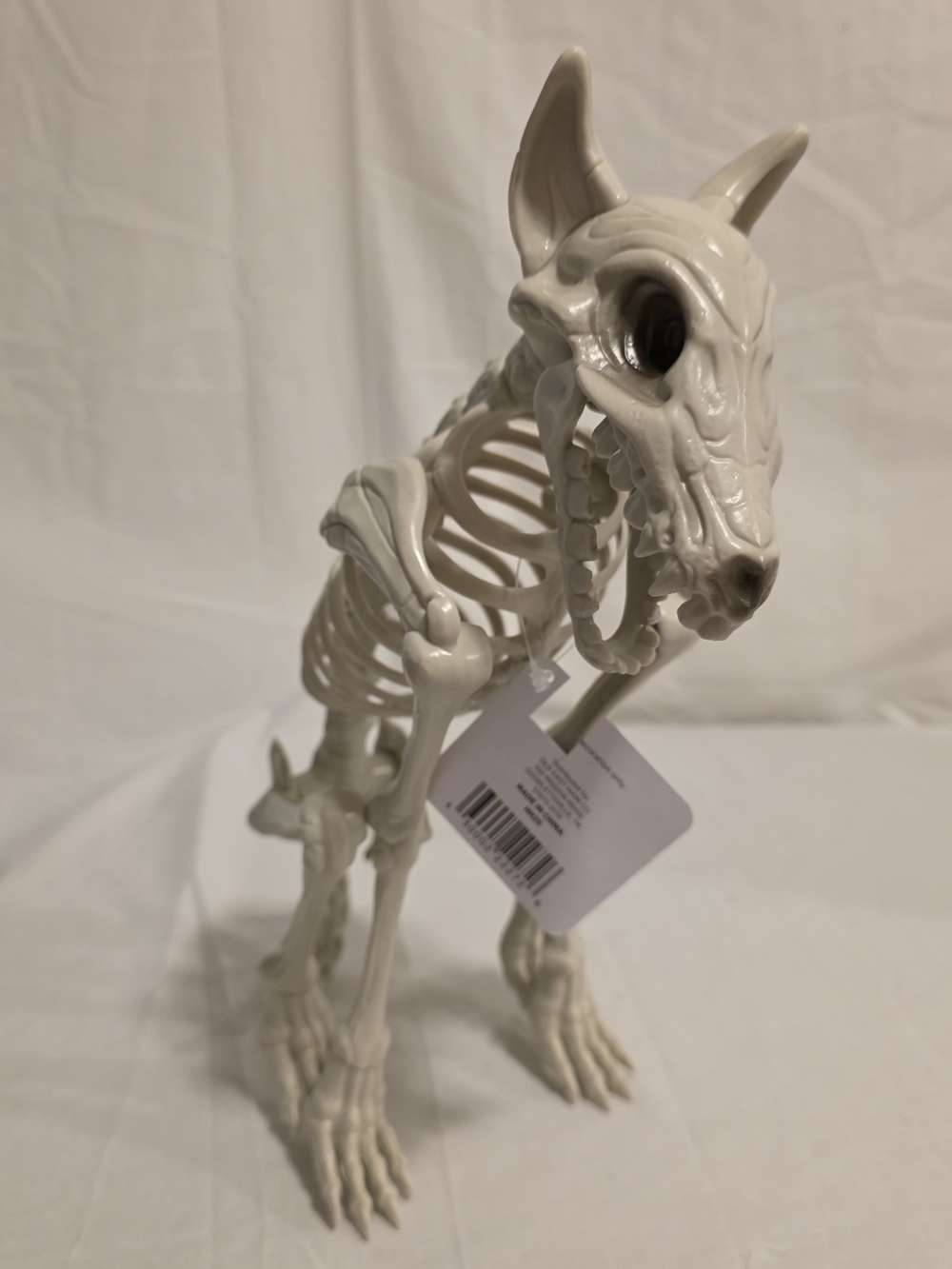 Skeleton Dog Decor Gray 12" Halloween Creepy DOG NWT Mouth Moves